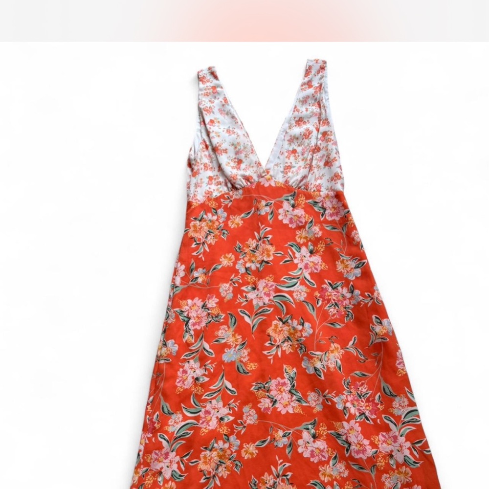 Anthropologie Floral Midi Dress - orange and White